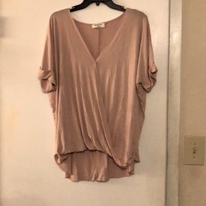Zenana Dusty Blush Cross-Front Top - XL